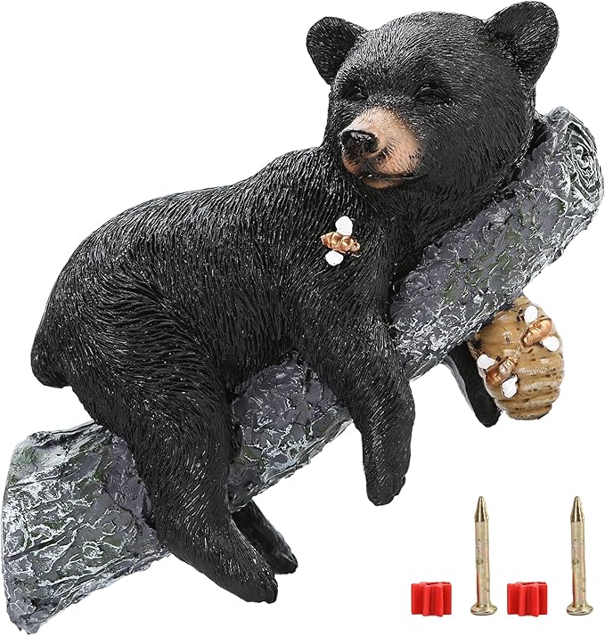 Outdoor Black Bear Decor - Cub Napping & Hanging Out Faces Figurine - Peeker Sculpture Up in Trees - Yard Decorations - Resin Funny Baby Bear Statue - Garden