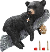Outdoor Black Bear Decor - Cub Napping & Hanging Out Faces Figurine - Peeker Sculpture Up in Trees - Yard Decorations - Resin Funny Baby Bear Statue - Garden