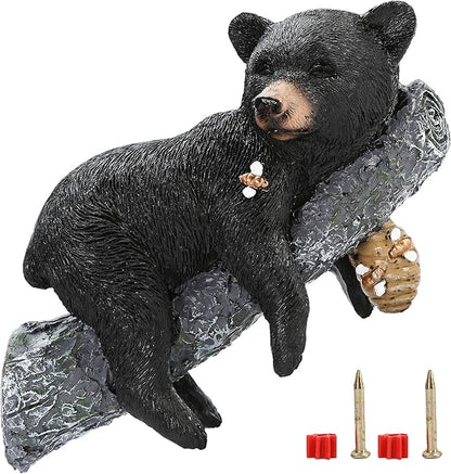 Outdoor Black Bear Decor - Cub Napping & Hanging Out Faces Figurine - Peeker Sculpture Up in Trees - Yard Decorations - Resin Funny Baby Bear Statue - Garden