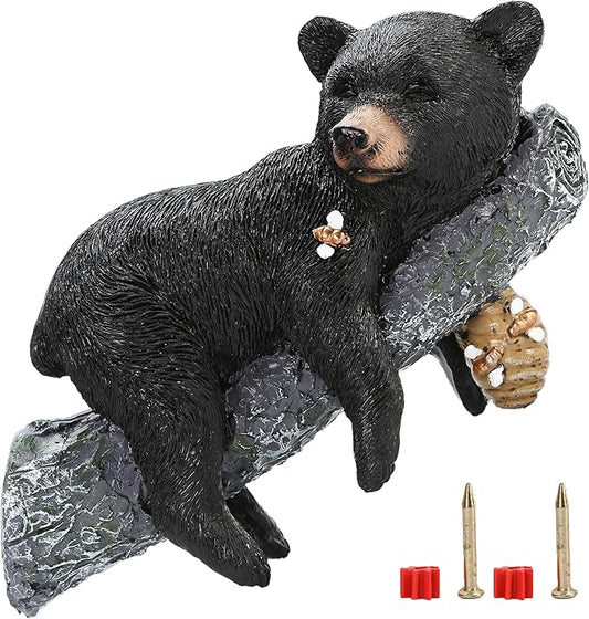 Outdoor Black Bear Decor - Cub Napping & Hanging Out Faces Figurine - Peeker Sculpture Up in Trees - Yard Decorations - Resin Funny Baby Bear Statue - Garden