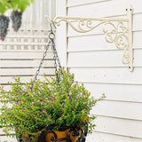 Sungmor Decorative Cast Iron Hanging Bracket - 15.6" Thickened Outdoor Metal Plant Hangers, Vintage Scroll Design for Signs, Planters, Lanterns, Bird Feeders - 2 Pack Heavy Duty Wall Hooks, White