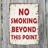 No Smoking Beyond This Point Street Metal Signs Vintage No Rust Safety Man Cave Warning Aluminum Metal Tin Sign for Garden Patio Yard Cafe Pub Home Decor Wall Art Print Poster 12x16 Inch