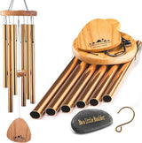 UpBlend Wind Chimes for Outside Gift – Deep Tone Wind Chime with Decorative Stone – Garden and Patio Décor for Porch or Yard, Elegant Outdoor Ornament, Meaningful Gift for Neighbors. 29” Bronze.