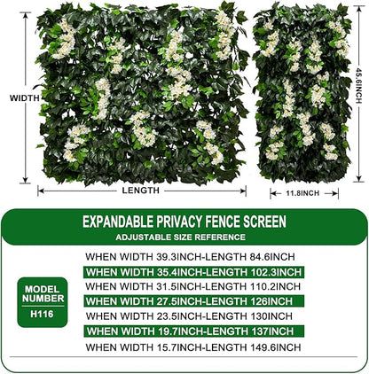 Artificial Expandable Ivy Privacy Fence Screen,Adjustable Size,Dense Leaf Panel,Perfect for Balcony,Garden,Fence Cover and Green Wall Decoration