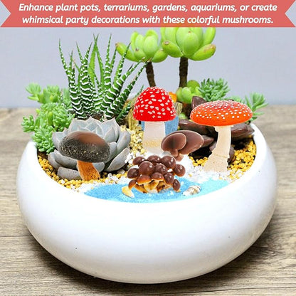 Youeon 12 Pcs Mini Mushroom Figurines Set for Garden Decor, Realistic PVC Tiny Mushroom Ornaments, Cute Miniature Statues for Fairy Garden, Yard, Lawn, DIY Crafts, and Home Decor