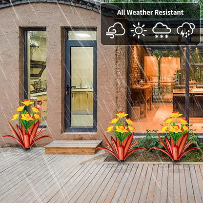 TOMBABY Huge Metal Agave Plants Outdoor Decoration Outdoor Garden Decorated with Flowers Mexican Yard Art Plant Garden Gift (Yellow 2 Pack)