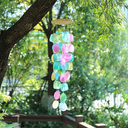 Taman Shell Wind Chimes for Outside - 32" Handcrafted Capiz Shell Windchime Coastal Decor Valentine's Day Gift for Indoor/Outdoors, Garden,Yard,Coastal,Beach Decor, Women Mother’s DayGift