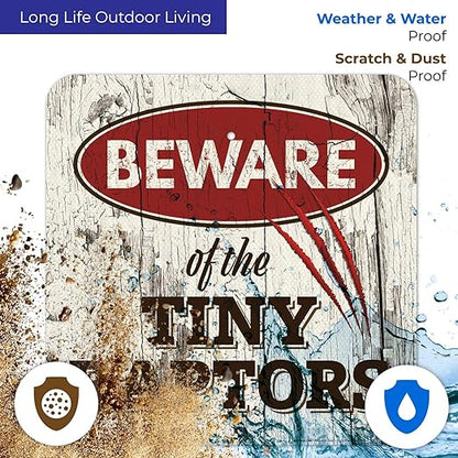 Beware of The Tiny Raptors Sign, 18x18 Inches, 3M EGP Reflective .063 Aluminum, Fade Resistant, Indoor/Outdoor Use, Made in USA