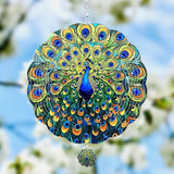 GENANY Peacock Hanging Wind Spinners for Women Men, 12 Inch Metal 3D, Stainless Steel Hanging Wind Catchers Sculpture for Outside, Spring Decoration Garden, Unique Gift