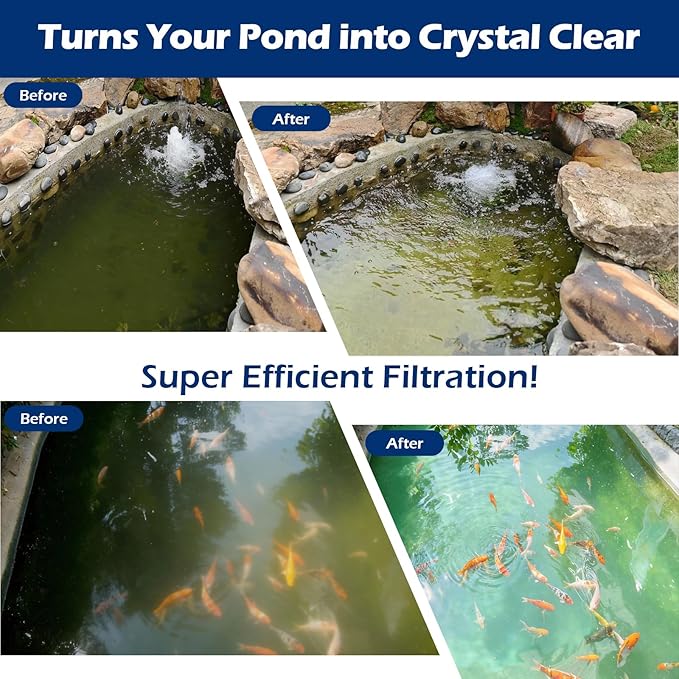 All-in-1 Pond Waterfall Kit | 850GPH Pond Filter Pump | 12-inch Stainless Steel Waterfall Spillway | Remote Control LED Lights | 4-Stage Filtration Outdoor Waterfall for Water Feature, Garden, Pool