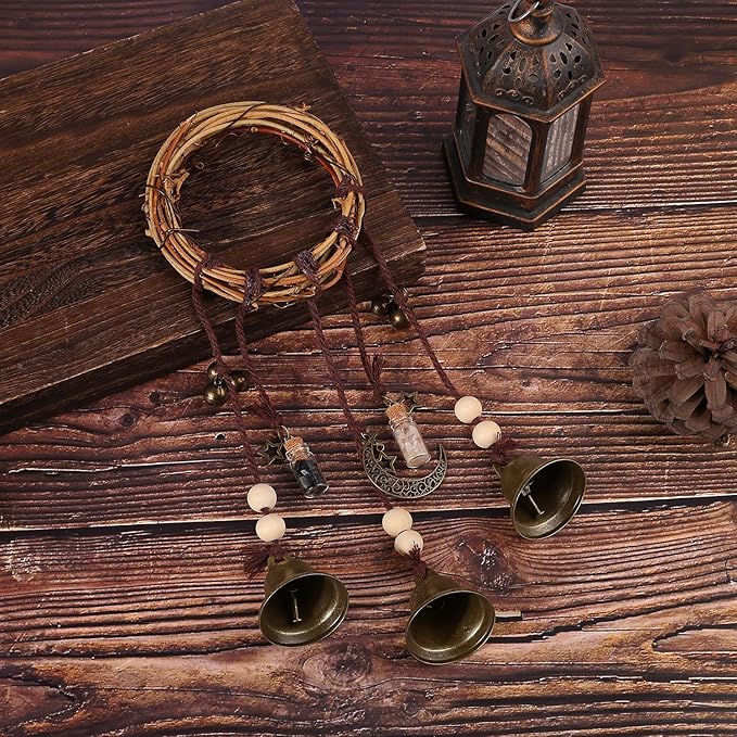 Witch Bells for Door Knob for Protection Hanging Bell Wind Chimes Handmade Decorative Bell for Boho Home Room Witchy Decor（Vintage）
