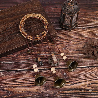 Witch Bells for Door Knob for Protection Hanging Bell Wind Chimes Handmade Decorative Bell for Boho Home Room Witchy Decor（Vintage）