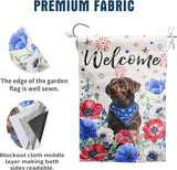 4th of July Chocolate Lab Garden Flag Red White Blue Floral Labrador Dog Yard Flags Small Memorial Independence Day Banner 12x18 Double Sided for Outside Outdoor Patriotic Decor