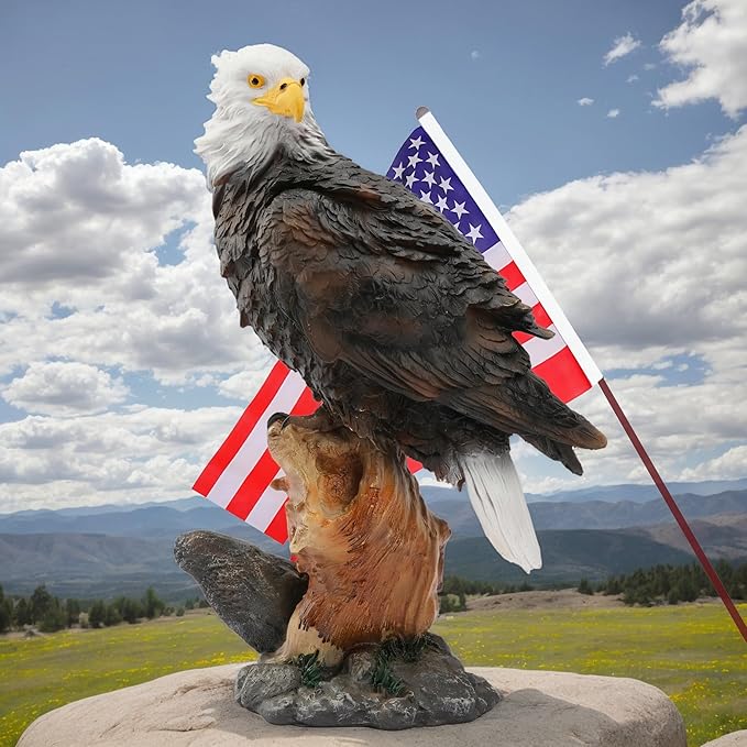 13.2" Real Eagle Outdoor Sculpture,Funny Bird Statue,Garden Beach Statue Decorations,Resin Animal Seabird Ornaments,Coastal Beach Decor,Patio Decor for Table Statues for Garden,Lawn,Yard