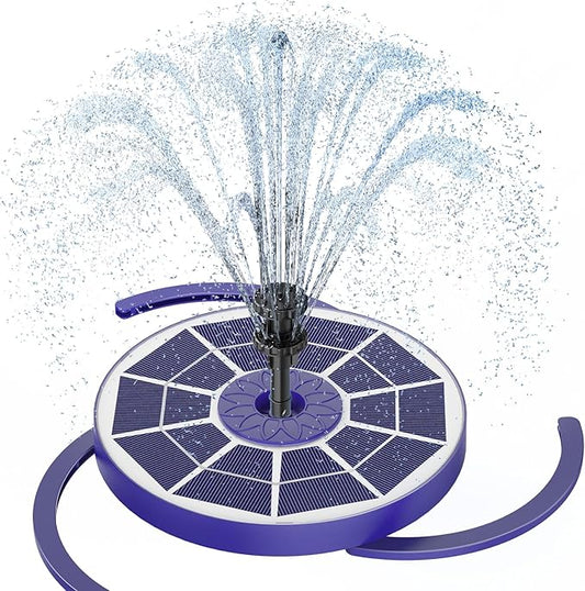 AISITIN 3.5W Solar Fountain Built-in 1800mAh Battery, Solar Bird Bath Fountains with 8 Nozzles, Solar Water Pump for Garden Birdbath Pool Fish Tank Pond and Outdoor (Purple)