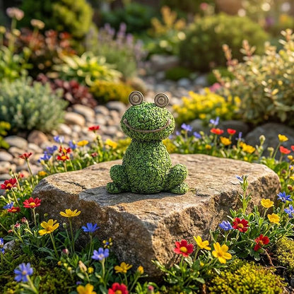 Green Frog Figurine for Plant Pot Decor, 5.3" Resin Frog Small Statue Fairy Garden Accessories, Outdoor Flower Garden Yard Patio Lawn Indoor Table Shelf Home Decorations, Gifts for Women