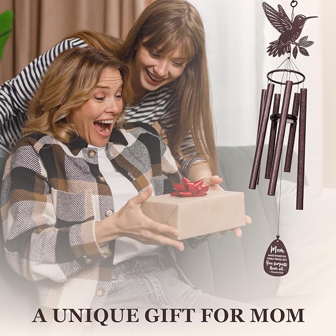 Aurahouse Mothers Day Birthday Gifts for Mom, 37'' Mom Wind Chimes, Christian Gifts for Moms, Mother Birthday Gift from Daughter Son, Religious Christmas Valentines Day Presents for Moms