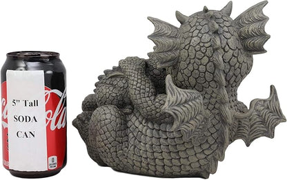 Ebros Garden Dragon Family Mommy and Me Time Statue 8" Long Cute Baby On Mother's Bosom Dragons Faux Stone Resin Finish Figurine Fantasy Home Decor