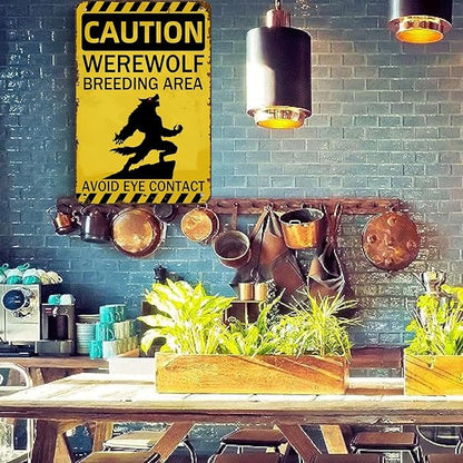 Werewolf Metal Tin Sign Werewolf Breeding Area Folklore Wall Art Decor for Home Farm Forest Garden Grassland Patio Outdoor 12x8 inch