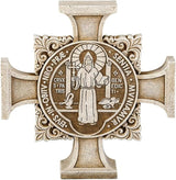 Avalon Gallery Saint Benedict Stepping Stone Cross, Stone Resin Garden Décor, 11" Square