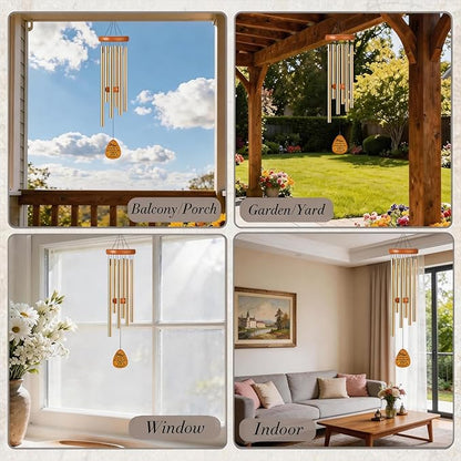 Mimi Gifts Wind Chimes - Metal Windchimes with Greeting Card for Grandma Outside Garden Patio Yard Art Hanging Decor Appreciation Mother's Day Birthday Gift for Grandmother from Grandkids