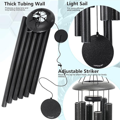 Vanquer Wind Chimes for Outside Deep Tone - 48'' Wind Chimes Outdoor Clearance, Deep Tone, Windchimes Outdoors, Memorial, Sympathy Gifts, Patio Yard, Home Décor (48" Grey)
