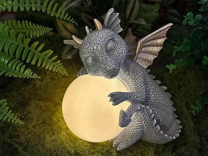 Teaeeno Solar Garden Outdoor Statue Dragon Holding Magic Orb with Solar LED Lights,Garden Dragon Figurines with LED Lights,Lawn Decor Outdoor Statue for Patio, Balcony,Yard Ornament,Yard Art Decor