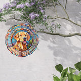 Golden Retriever Wind Spinner Pet Dog Memorial Gifts, Vibrant 3D Kinetic Aluminum Metal Hanging Outdoor Garden Decor, Loss of Dogs Sympathy Gifts, 8" Wind Sculptures for Patio, Porch Yard Art (GR2)