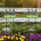 Frog Garden Stakes Decorative Large 41.7inch with Welcome Yard Sign, Whimsical Musical Frogs for Garden Decor Metal Yard Art Outdoor