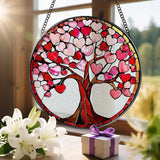 8'' Love Heart Tree Sun Catcher - Stained Glass Window Hanging, Suncatcher for Window Doors Home Decor | Christmas, Birthday, Mother's Day, Valentine's Day Gifts for Her, Girlfriend, Wife, Mom, Friend