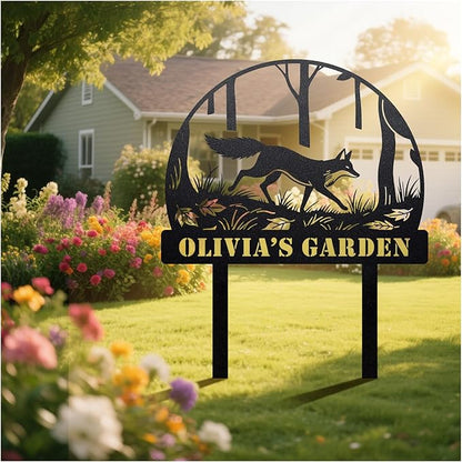 Startop Custom Metal Garden Sign with Stake: Personalized Outdoor Garden Decor - Durable Weatherproof Laser Cut Steel Yard Sign - Rustic Farmhouse Family Name Art for Lawn Patio Balcony & Farm A004