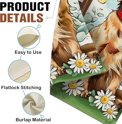 Dyrenson Welcome Golden Retriever Dog Decorative Garden Flag, Paw Prints Yard Outside Home Decoration Pet Owner Lover Gift, Spring Summer Burlap Outdoor Small Decor Double Sided 12 x 18