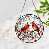 Stained Glass Window Hanging, Cardinal Sun Catchers Colorful Glass Panel Bird Suncatcher Indoor Window Wall Art Home Decor Gift for Birthday Christmas, for Women,Men,Wife, Lovers, and Mom 7.8 in