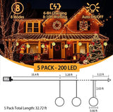 Christmas Ball Lights - 200LED Outdoor Tree Globe String Lights, 8 Modes Waterproof Sphere Lantern Lights, Christmas Decor for Tree Garden Porch (Warm White)