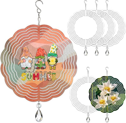 6 Pack 6inch Sublimation Wind Spinner Blanks 3D Aluminum Metal Wind Sculpture Kinetic Spinners for Yard and Garden Indoor Art Ornaments Hanging Decoration (Classics)