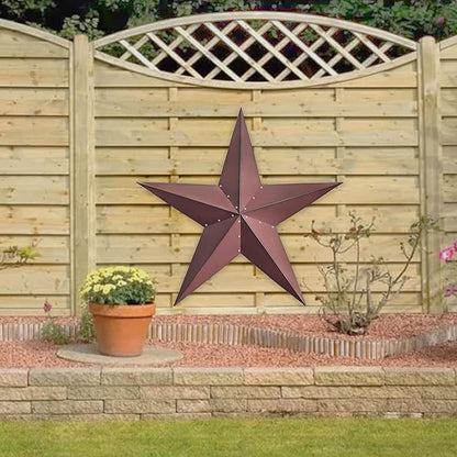 VIVICOMFY 48" Large Barn Star - Red Black Metal Star for Outside - Texas Stars Art - Rustic Vintage Western Country Home Farmhouse Primitive House Decor - Primitive Wall Decor