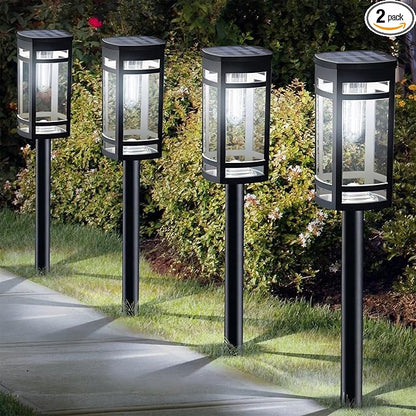 EXCMARK Solar Lights Outdoor Waterproof for Garden Pathway Walkway Driveway Yard Lawn Decorative Landscape Lighting. (Cool White Light, 2)