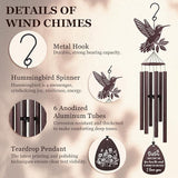 SteadStyle Sister Gift for Mother's Day, Unique Sister Birthday Gifts from Sisters Brothers, Valentine's Day Thanksgiving Christmas Large Size Sister Hummingbird Wind Chime 37 in Garden Patios Decor