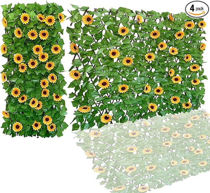Expandable Faux Ivy Fence,Artificial Privacy Screen Decor for Outdoor Wall, Balcony and Patio, Single Sided Leaves