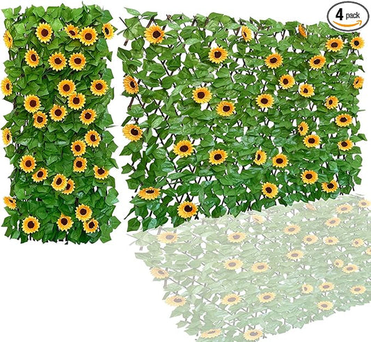 Expandable Faux Ivy Fence,Artificial Privacy Screen Decor for Outdoor Wall, Balcony and Patio, Single Sided Leaves