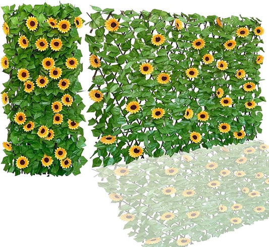 Expandable Fence Privacy Screen for Balcony Patio Outdoor,Decorative Faux Ivy Fencing Panel,Artificial Hedges (Single Sided Leaves) (1)