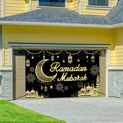 Large Ramadan Banner Decorations Outdoor 72x44 Inch,Eid Ramadan Mubarak Kareem Ramadan Photography Banner for Muslim Indoor Home House Decor Party Supplies,Yard Sign Photography Background Black Gold