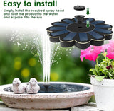 Solar Fountain for Bird Bath, Solar Water Fountain Pump for Bird Bath, Solar Bird Bath Fountains with 6 Nozzles for Gardens, Ponds, Pools, Indoors Outdoors