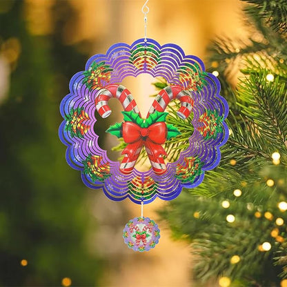 Wind Spinners Outdoor Christmas Candy Cane - Birthday Gifts for Women Mom Grandma, Hanging Wind Sculptures 12 inch 3D Wind Spinner for Garden Decor for Outside, Garden, Patio, Yard, Outdoor