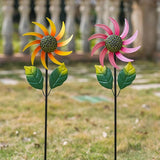 2 Pack Flower Wind Spinners Outdoor, Colorful Wind Sculptures & Spinners with Stake, Metal Windmill for Yard Patio Lawn Garden Decor, 31 x 8 Inches