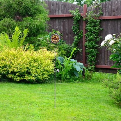 Generic Windmill Iron Art Statue Garden Yard Decoration Modern Outdoor Wind Sculptures with Garden Stake for Patio Backyard Lawn, Bird