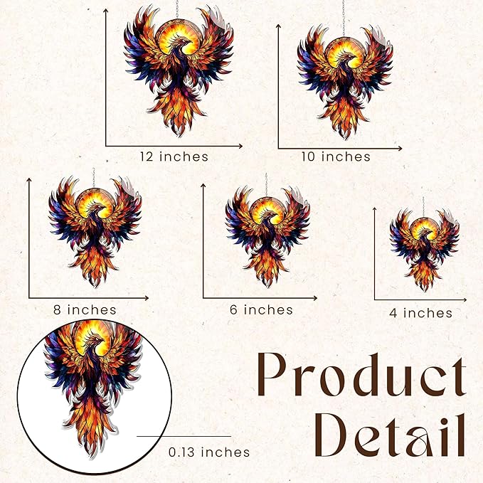 Phoenix Acrylic Suncatcher, Boho Suncatchers for Window Hanging Ornament, Stained Glass Effect Art Garden Decor for Myth Lover, Gifts for Mother's Day, Mom, Grandma, Wife, Women, Nana