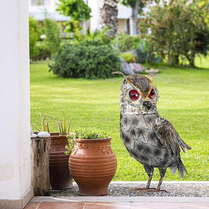 Metal Owl Outdoor Statue, Realistic Owl Garden Statue for Yard Home Lawn Patio Outdoor Decoration
