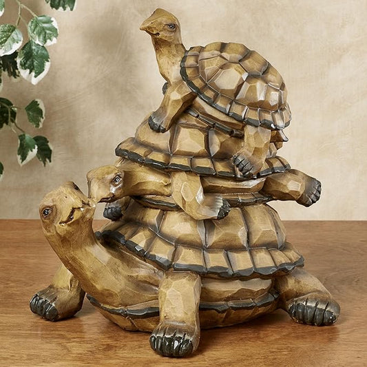 Touch of Class Indoor Outdoor Turtle Family Garden Sculpture Earth Tones 13" Wx10 Dx13 H