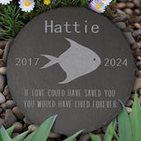Fish Memorial Stone Fish Garden Statue - Fish Memorial Gifts - Fish Tombstone - Fish Loss Gift - Loss of Pet Fish - Round